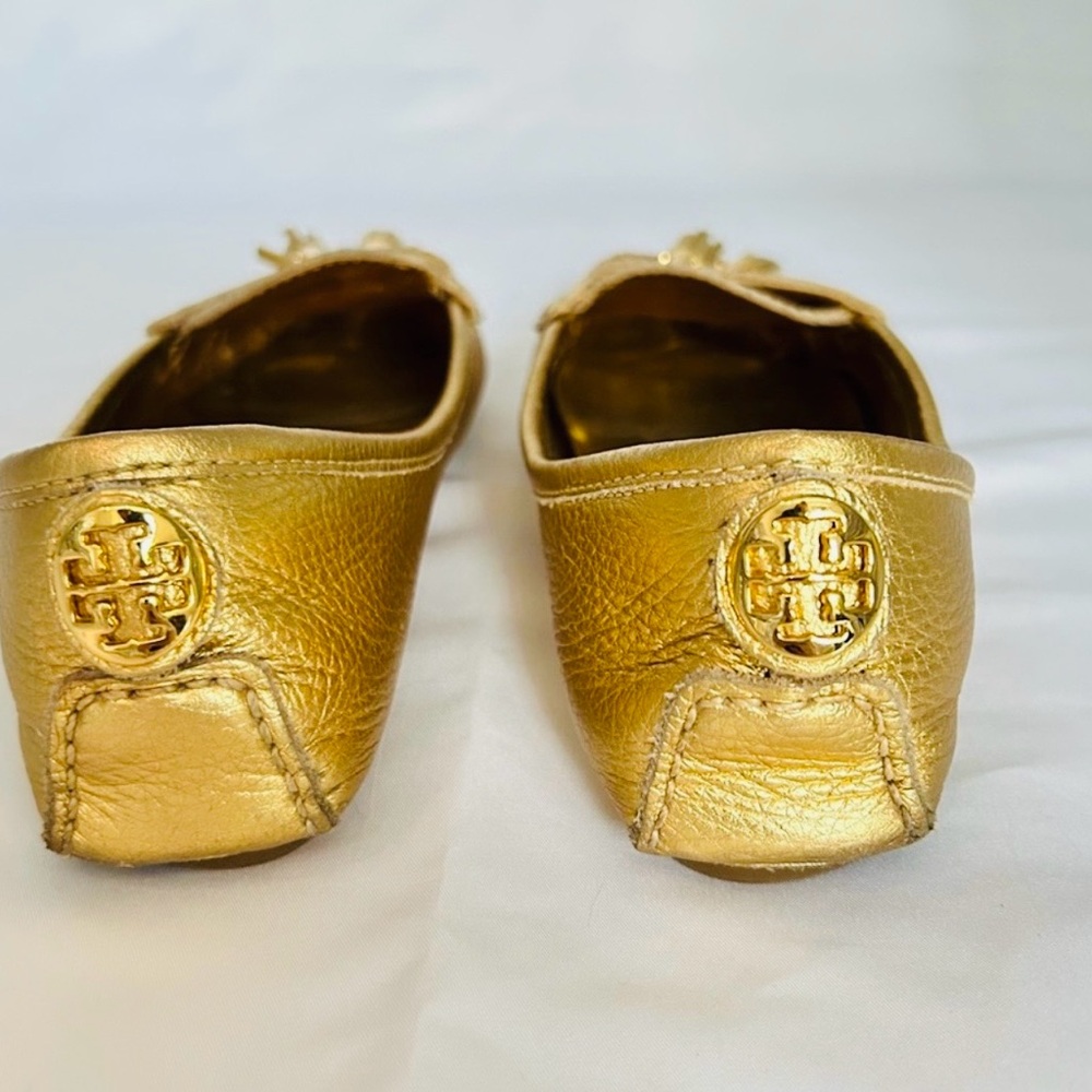 Tory Burch Lawrence Gold Leather Tassel Loafers | Size 8.5 | Fair Condition - Picture 6 of 6